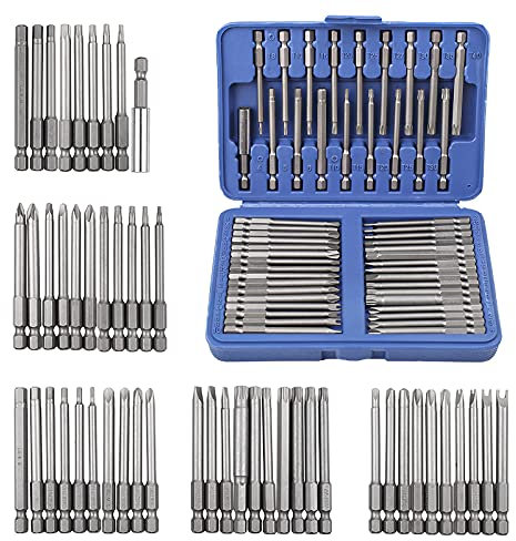 Juego de puntas de destornillador de 50 piezas, juego de destornilladores extra largos de 3 con estuche de almacenamiento de plástico, juego de herramientas de destornillador de hoja plana con ranura