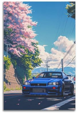 JDM Auto Poster für Skyline R34 Auto Malerei Leinwand Malerei Dekorative Malerei 30x45cm