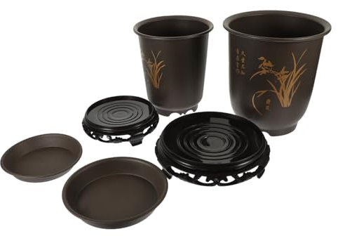 SEWOART 2sets Vasi Per Plastica Resistente Con Base Fioriere Traspiranti Da Interno Per Piante Grandi Per Finestre Balconi e Uffici