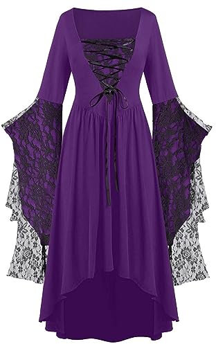 MNSWR Halloween 2024 AI - Gothic Dress Patchwork Fashion Princess Collar Vintage Frauen Hof Kleid für Frauen Hazbin Hotel Alastor Cosplay Kostüm Halloween Kostümspiel,Carnival Costume For Damens Hallo