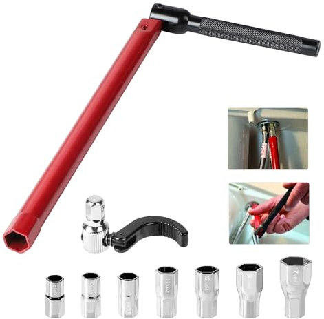 SUPAWAY 9 Chiave rubinetto lavello Chiavi per dadi dei rubinetti set 13 mm Chiave per rubinetto sottolavello Adattatore 8-17 mm strumento Chiave regolabile per lavabo per l'installazione dei rubinetti