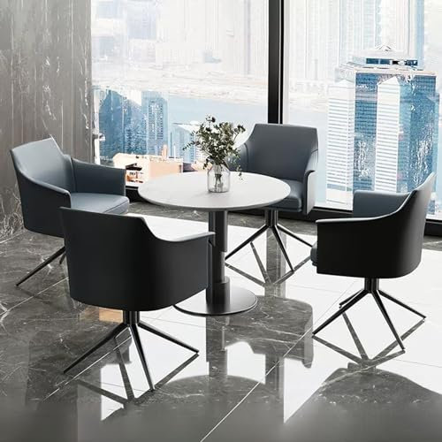 YHKJLYH Clubtisch- und Stuhlset für den Empfangsraum im Büro, Esstisch- und Stuhlset für Verhandlungen, platzsparender Konferenztisch, geeignet für Lounge, Wohnzimmer (Farbe: Blau + Schwarz)