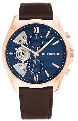 Tommy Hilfiger Analogue Multifunction Quartz Watch for Men with Brown Leather Strap - 1710645