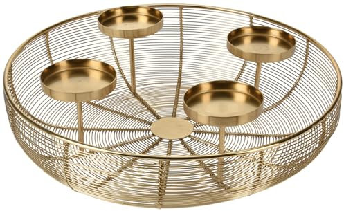 Adventskranz Kerzenhalter D:37 cm aus Metall Gold - Adventsgesteck, Adventsleuchter, Weihnachtsdeko, Adventsdeko, Advent, Weihnachten