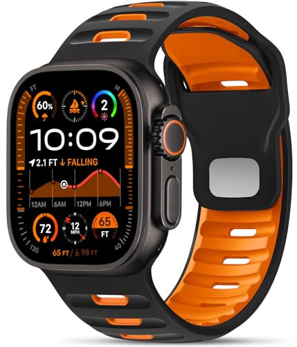 Higgs Silicona Correa Compatible con Correa Apple Watch 44mm Ultra/Ultra 2 49mm 46mm 45mm 42mm Hombre, Pulsera Suave Silicona Deportiva Correa para iWatch Series SE/2 10 9 8 7 6 5 4 3 2 1