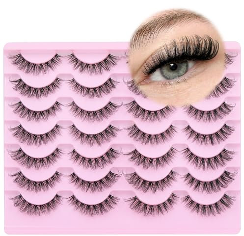 Faux Mink Lashes Künstliche Nerzwimpern Natürliche Look False Eyelashes Falsche Wimpern Natural Lashes Cat Eye Look C Curl Wispy Katzenaugen Wimpern Pack 14 Paare by Newcally