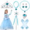 Tutukyle Prinzessin Kostüme Zubehör, 7 Stück Mädchen Dress up Set mit Krone, Zauberstab,Ring, Handschuhe,Armbänder,Halskette und Ohrringen für Kinder, Karneval Party