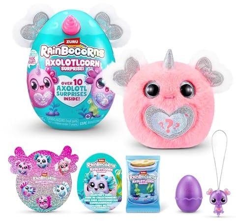 Rainbocorns Axolotlcorn Surprise by ZURU, Collectible Plush Toy for Girls 3+, Flowy