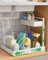 UMDONX Under Sink Storage Kitchen Organiser, 2 Tier Expandable Pull out Cabinet Tidy 6 Height Adjustable Option, Durable Metal White