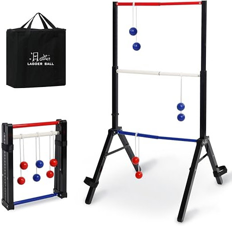 JST GAMEZ Portable Telescoping Ladder Toss Game Set – Collapsible Yard Outdoor Games with 6 Golf Bolas, Carry Bag & Built-in Scorekeeper – Perfect for Backyard, Camping, Beach, and Tailgate Parties