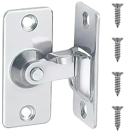 90 Degree Right Angle Door Lock, Stainless Steel Buckle Small Bolt Lock Door Latch Internal Locking Hasp Latch with Screws for Safety Push Flip Sliding Barn Door Bathroom Window Silver