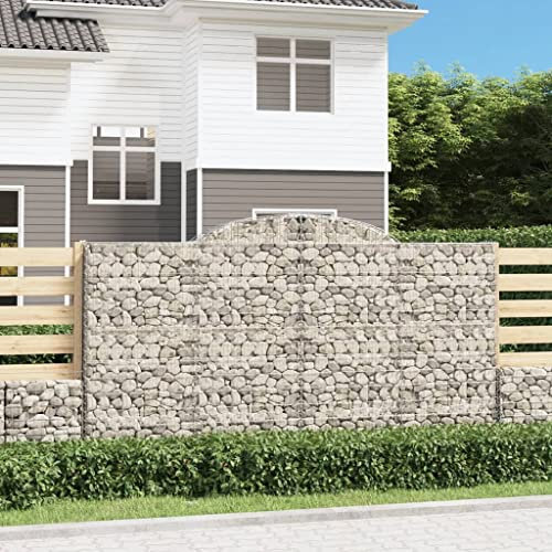 Juroupi Gabionen mit Hochbogen 2 Stk. 300x30x160/180cm Verzinktes Eisen WasserzapfsäUle Garten Pflanzsteine Beton Garten Stapelbar Gabionen Zaun Gabionen ZaunGabionen