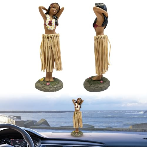 Pluvyze Hawaiianische Tanzfigur Armaturenbrett-Ornamente Wackelfigur Auto Hawaii Hula Girl Posing Mini-HulaTänzerin Figurine Dekoration,Geeignet für Autos,Schreibtische,Büros,Wackelköpfe