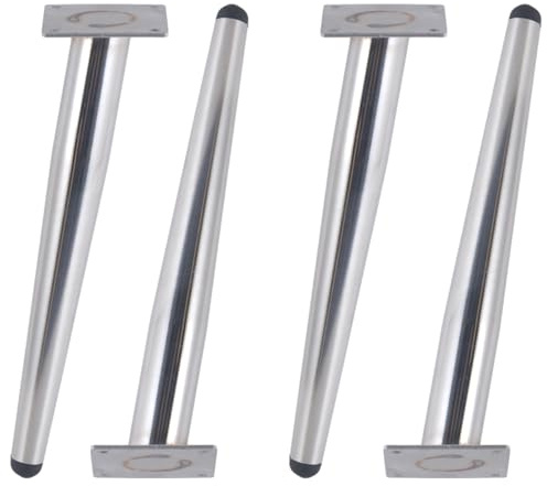 Möbelbeine Metall, 4 Stück Mobelbeine Silber Möbelfüße Konisch Sofasfüße Edelstahl | Oberfläche ist Lackiert Stützfüße Höhe: 15-30cm Sockelfuße TV Schrank Lowboard Regale Stützrahmen 30cm/11.8