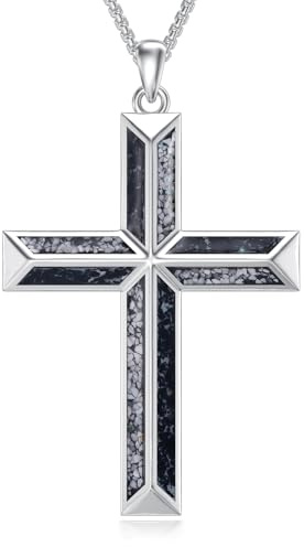 PROESS Kreuz Kette 925 Sterlingsilber Kreuz Anhänger Halskette Christlicher Schmuck Geschenke für Damen Herren