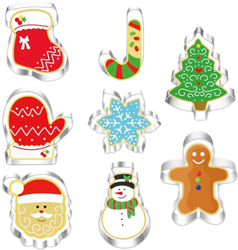 Calkkrer 8 Stück Große Weihnachtskeksausstecher Set Weihnachtsplätzchen Ausstecher Formen, Backen und Festlicher Weihnachtsbäckerei