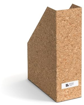 BIGSO VIKTORIA Stehsammler – Aufbewahrungsbox mit Beschriftungsetikett – Schreibtischablage für Akten, Dokumente & Zeitschriften – Stehordner aus recycelter Faserplatte und Papier – Kork