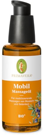 PRIMAVERA Mobil Massageöl bio* 50 ml - mit Wacholder, Johanniskraut und Rosmarin Campher - für mobilisierende Massagen von Muskeln und Gelenken - Aromatherapie - vegan