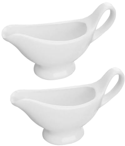 Amosfun 2pcs 3 Oz Gravy Boats Ceramic Sauce Pitcher with Handle