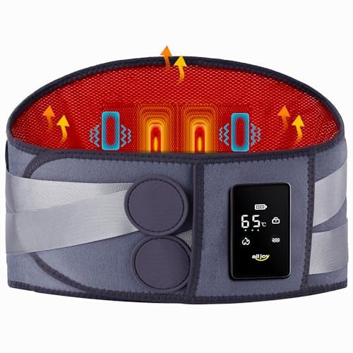 ALLJOY 170CM Wärmegürtel Rücken Heizkissen Kabellos Massagegerät 5000mAh | Heizkissen mit Abschaltautomatik, Wärmekissen für Rücken mit 5 Massagemodi 3 Wärmestufen, Geschenke für Männer Frauen