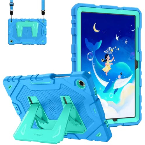 Fintie Funda para Samsung Galaxy Tab A11+ Plus 11 2025 / A9+ Plus 11 2023 | Funda Protectora Niños Resistente a Prueba de Golpes con Soporte y Correa para el Hombro, Azul Verde