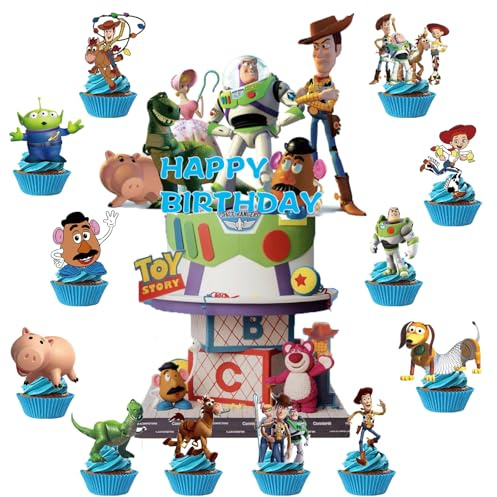 25pcs Assorted Cake Toppers Cupcake Toppers, Multicolor Birthday Cake Decorations, Themed Cupcake Decorations Set