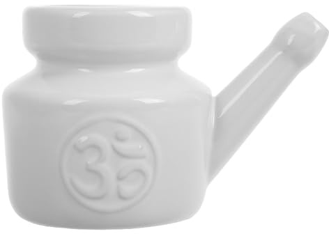 YOSADIER Pot Neti en Céramique Blanc 350 Ml pour Rinçage Nasal Doux, Nettoyage Complet des Sinus, pour Yoga et Changements Saisonniers