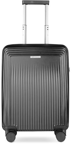 bugatti Linea Hartschalen-Koffer S mit 4 Rollen, Leichter Handgepäck-Koffer aus Polycarbonat, schwarz