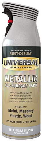 Rust-Oleum AE0160010E8 400ml Universal Metallic Spray Paint-Titanium Silver, 400 ml (Pack of 1)