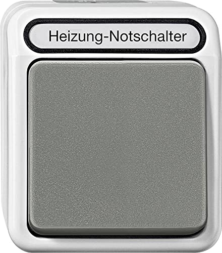 Schneider Electric Merten MEG3449-8029 Aufputz Heizungs-Notschalter Aus, 2-polig mit Kontroll-Langfeldleuchte,Feuchtraumschalter Programm, lichtgrau, IP44, AQUASTAR