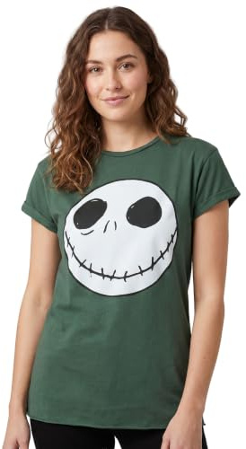 Disney The Nightmare Before Christmas Women’s Jack Skellington Reverse Seam T-Shirt Green