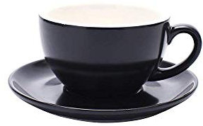 Coffeezone Double Espresso Coffee Cup and Saucer, Small Cappuccino and Speciality Coffee, New Bone China for Coffee Shop and Barista (Matte Black, 5 oz)