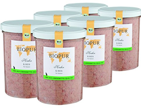 Bio Premium Katzenfutter Huhn & Reis für Katzen 6x370g Nassfutter