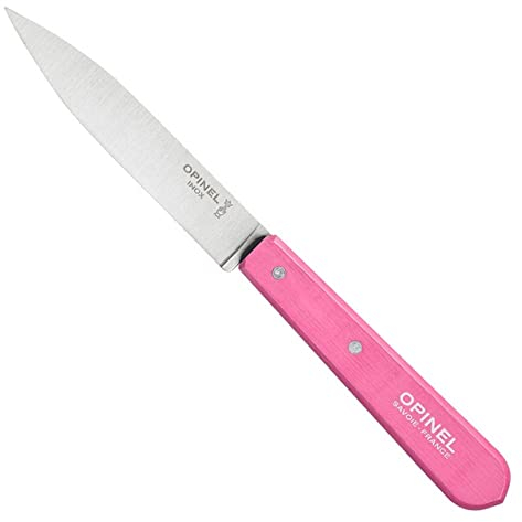 Opinel Office Küchenmesser No 112, aus Weichbuchenholz in der Farbe Fuchsia, mi 10 cm Edelstahlklinge, 254441