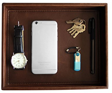 Ms.Box PU Leather Desktop Organizer, Storage Organizer (Brown1 Tray)