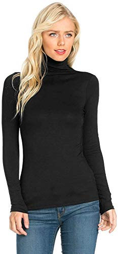 Candid Styles Womens Ladies Polo Roll Neck Long Sleeve Turtle Neck Plain Jumper Top 8 26, 20-22 Black