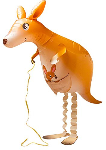 Kopper-24 Airwalker Ballon Känguru - laufendender Tier Luftballon Helium Walking Folienballon Deko für Kinder Geburtstag Party Hochzeit Kinder Geschenk JGA Dekoration Tierballons Laufen