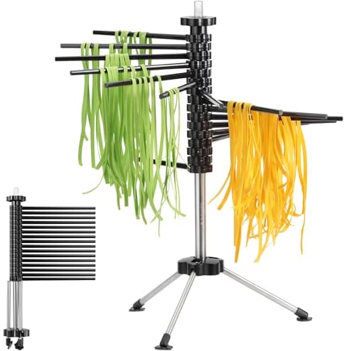 Navaris Stendi Pasta Fresca - Essiccatore Pasta Fatta in Casa - Stendipasta 2 kg Spaghetti Tagliatelle - Stendino per Pasta - Facile da Pulire in Lavastoviglie - Nero