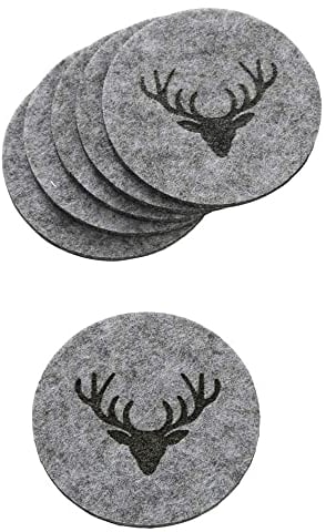 Boltze Home Collections Untersetzer Tjark grau Ø 10 cm - 6er Set - (grau Hirschkopf)