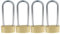 MroMax Cadenas en laiton avec clé et finition brossée 60 mm de large, longue anse durcissement, étanche, antirouille, serrure à faisceau long pour tiroir, salle de sport, armoire, entrepôt, 4 pièces