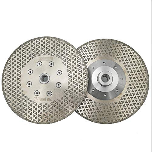 DT-DIATOOL Disque Diamanté à Tronçonner et à Meuler 2 Pièces 180 mm x M14 Double Face Électroplaqué pour Pierre Marbre Carreaux Granit
