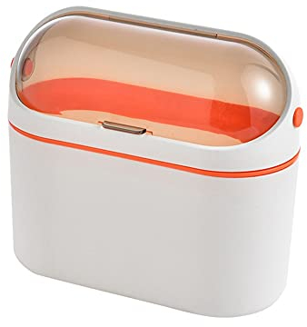 Poubelle en Plastique avec Couvercle Poubelle avec Couvercle Creative Mural Salle De Bain Cuisine Table Basse Panier avec Couvercle Bac De Rangement Mini Poubelle De Bureau Orange,One Size