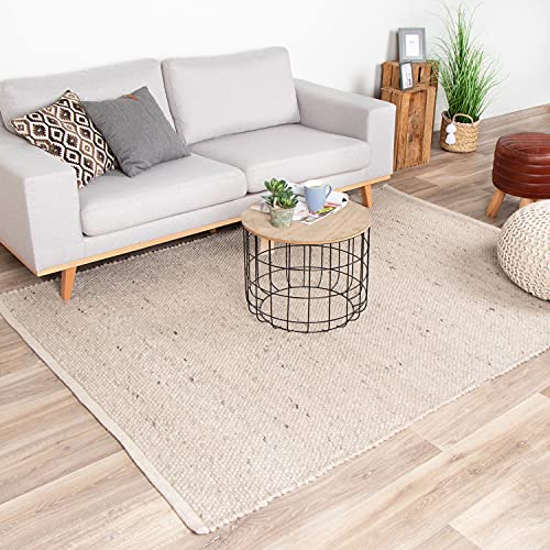 FRAAI | Home & Living Wollteppich - Feline Weiß Wolle - Flachgewebe - Einfarbig - Modern, Skandinavisch - Wohnzimmer, Esszimmer, Schlafzimmer - Carpet