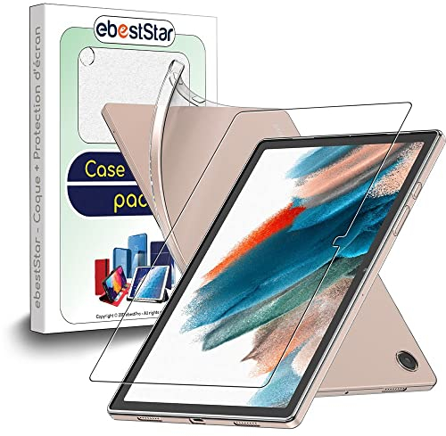 ebestStar - Funda para Samsung Galaxy Tab A8 10.5 (2021) SM-X200 X205, Carcasa Silicona Transparente, Capa Protectora TPU Antigolpes, Slim Ultra Fina, Transparente + Cristal Templado