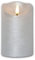 Star Trading LED Echtwachskerze 3D FLAMME RUSTIC, silber, Timer, Höhe 12,5cm, Durchmesser 7,5cm, batteriebetrieben, Flackereffekt