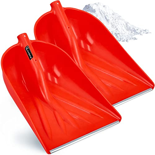 KADAX Orangefarbene Schneeschaufel, Schneeschaufel ohne Stiel, Schneeschieber, Schneeräumer mit Alukante, Kunststoffschneeschaufel, Schneeschippe (2, Breite: 38,5 cm)
