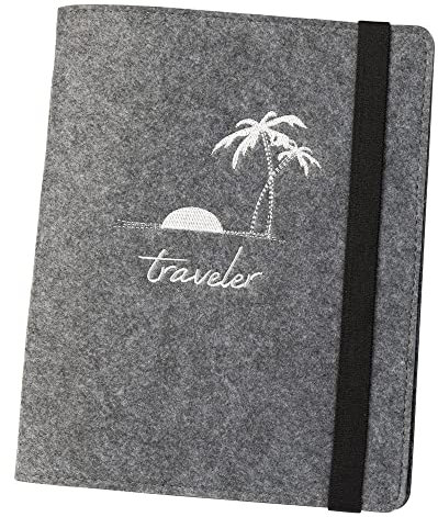 luxdag Reisepasshülle aus Filz mit Gummiband (Farbe & Stickerei wählbar) - Reiseorganizer für Reisepass, Personalausweis, Tickets & Kreditkarte - Ausweistasche für unterwegs - Reisepassetui