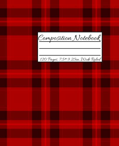 Composition Notebook Red Plaid: plaid design notebook for school, college, office and home