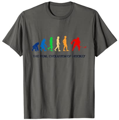 The Real Evolution Of Hockey, Ice Hockey Outfit Graphic Cool T-Shirt