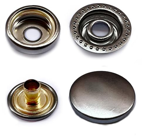 15mm Schwarz Druckknöpfe, Metall Nähzubehör Buttons Knöpfe zum Annähen Jessey Snaps für DIY Basteln Stoff, Kleidung Taschen